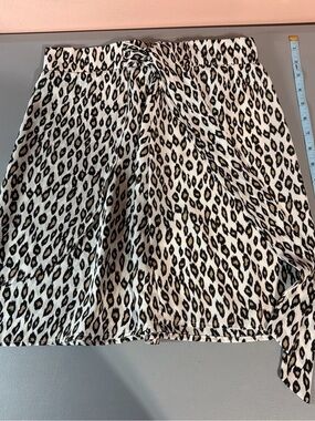 Veronica M Black and White Leopard Print Midi Skirt